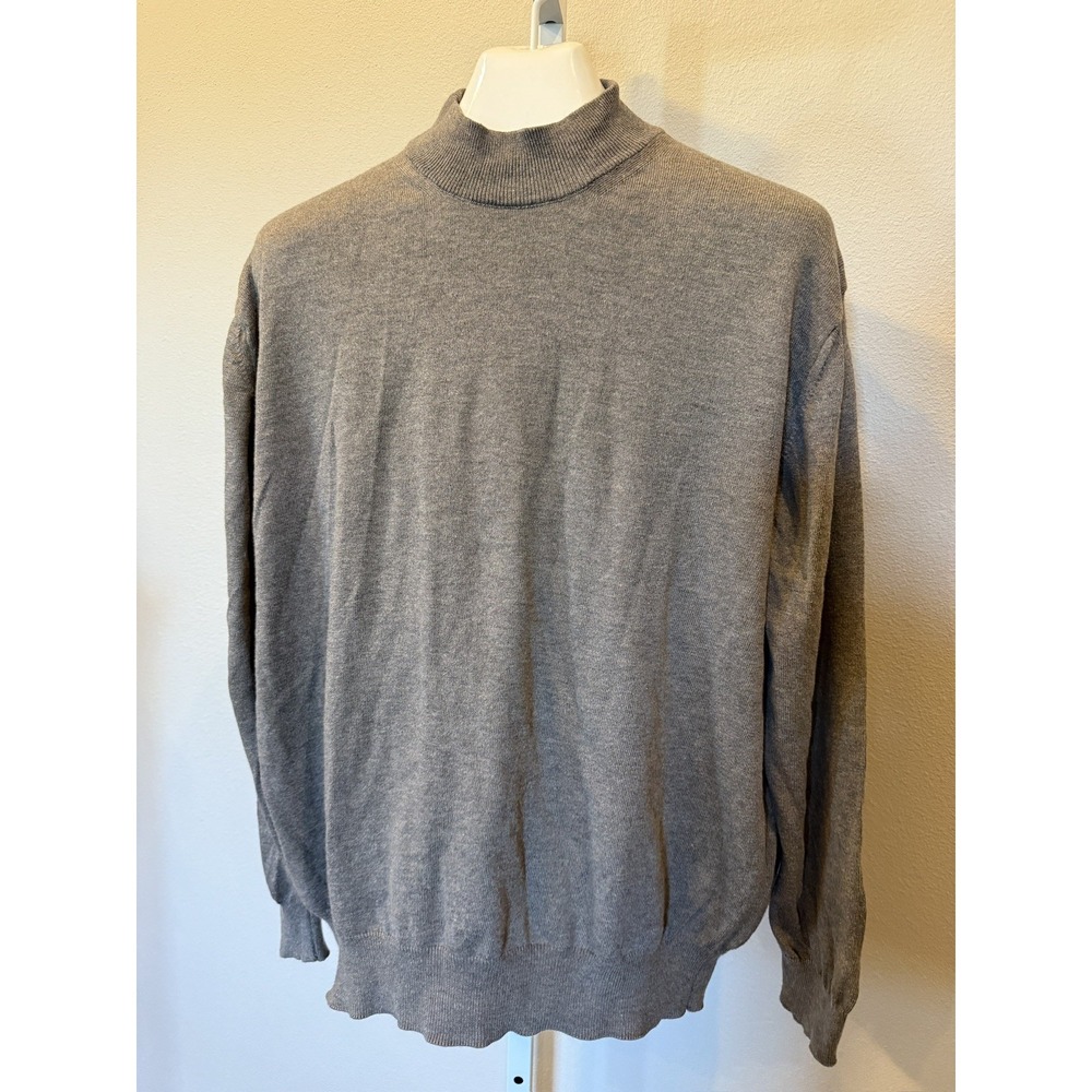 Pronto Uomo Gray Knit Cotton Rayon Crew Neck Pullover Sweater Men's Size XL